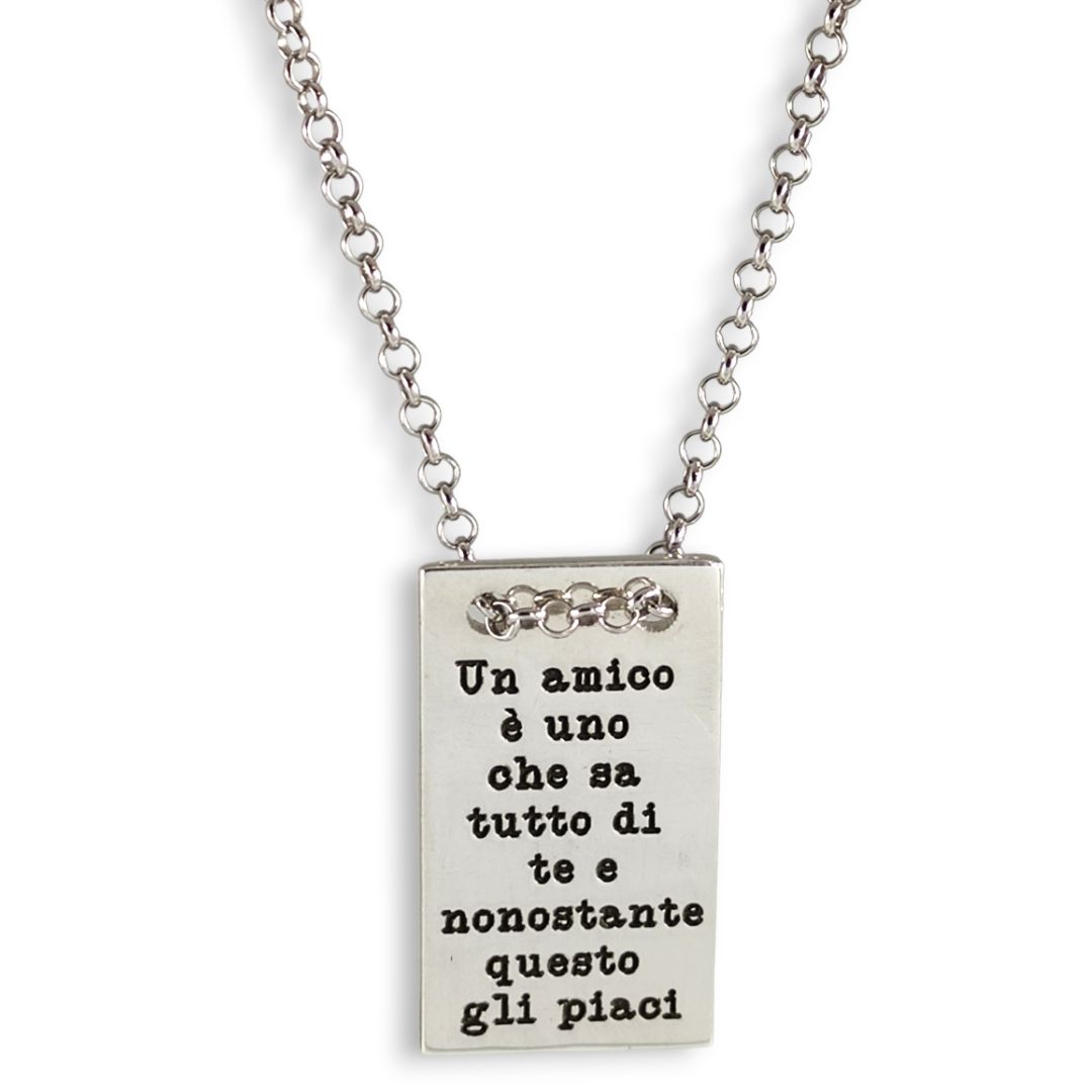COLLANA PIASTRA INCISA 27X15 MM - immagine 2