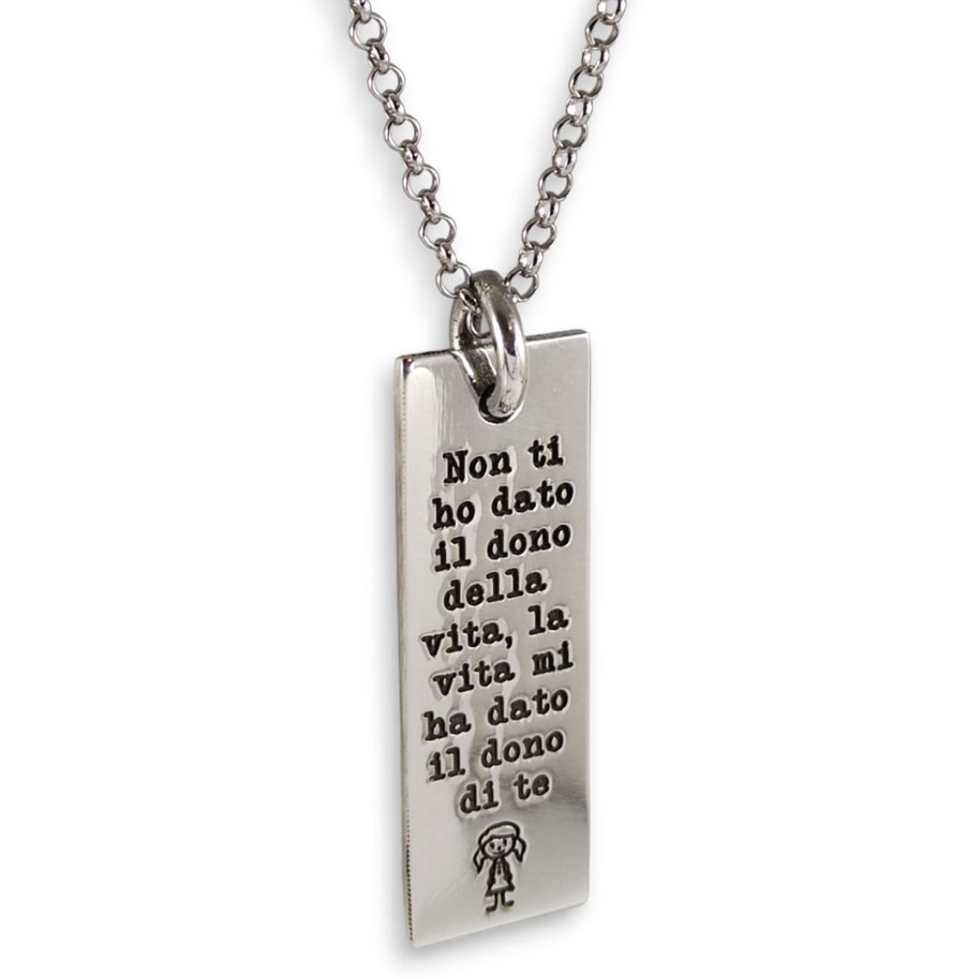 COLLANA PIASTRA INCISA 35X13 MM - immagine 2